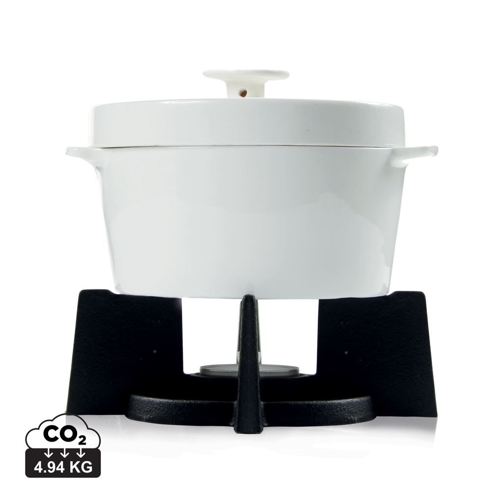 Cocotte blanche sur support noir