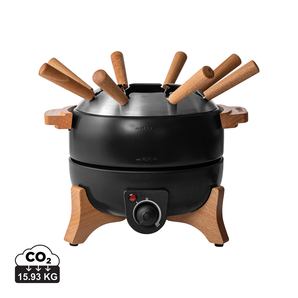Appareil à fondue électrique noir avec fourchettes
