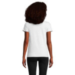 Vue de dos femme t-shirt blanc pantalon noir
