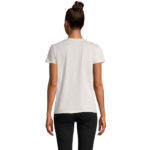 Femme de dos portant t-shirt blanc uni