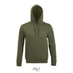 Sweat à capuche vert kaki uni