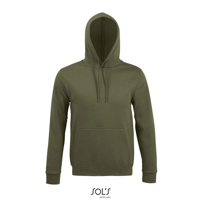 Sweat à capuche vert kaki uni