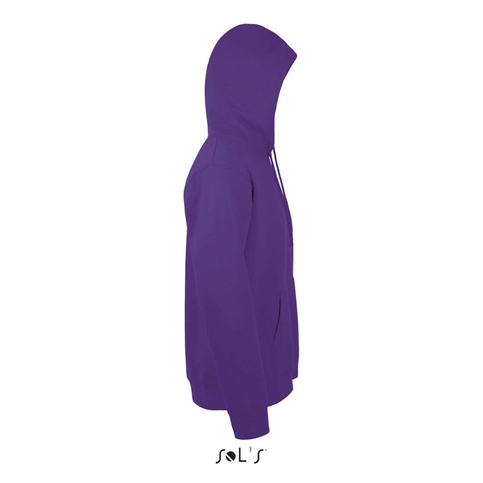 Sweat à capuche violet vue de profil