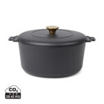 Cocotte en fonte noire avec couvercle doré