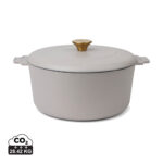 Cocotte beige avec couvercle et bouton doré