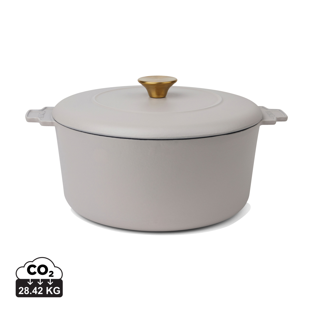 Cocotte beige avec couvercle et bouton doré