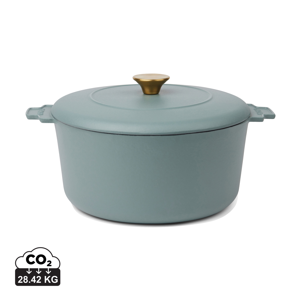 Cocotte vert sauge avec couvercle et bouton doré
