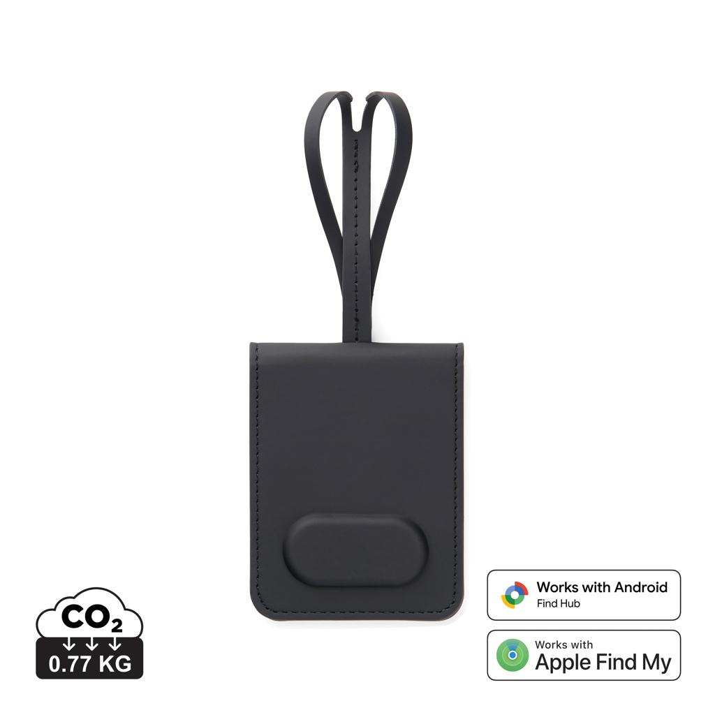 Étiquette de bagage connectée noire avec sangle