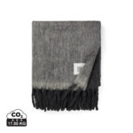 Plaid gris à franges noires plié