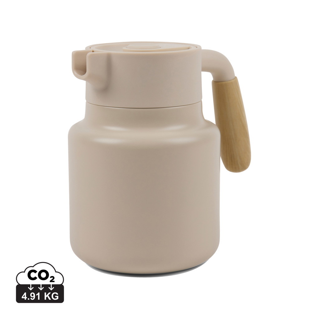 Pichet isotherme beige avec poignée effet bois