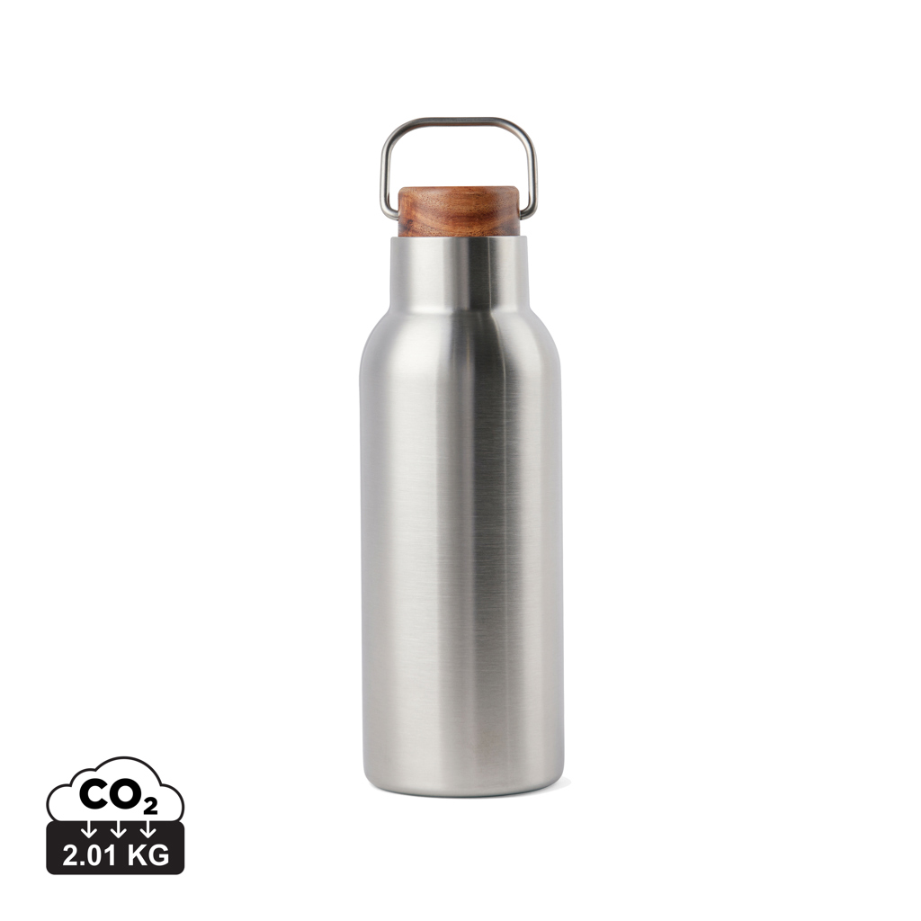 Gourde réutilisable en acier inoxydable avec bouchon bois