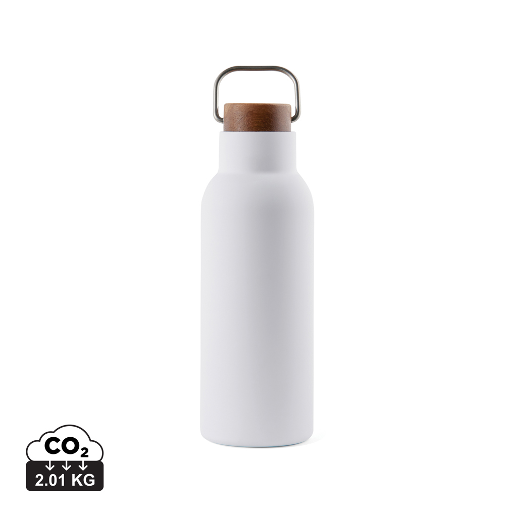 Gourde réutilisable blanche avec bouchon en bois