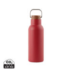 Gourde réutilisable rouge avec bouchon en bois