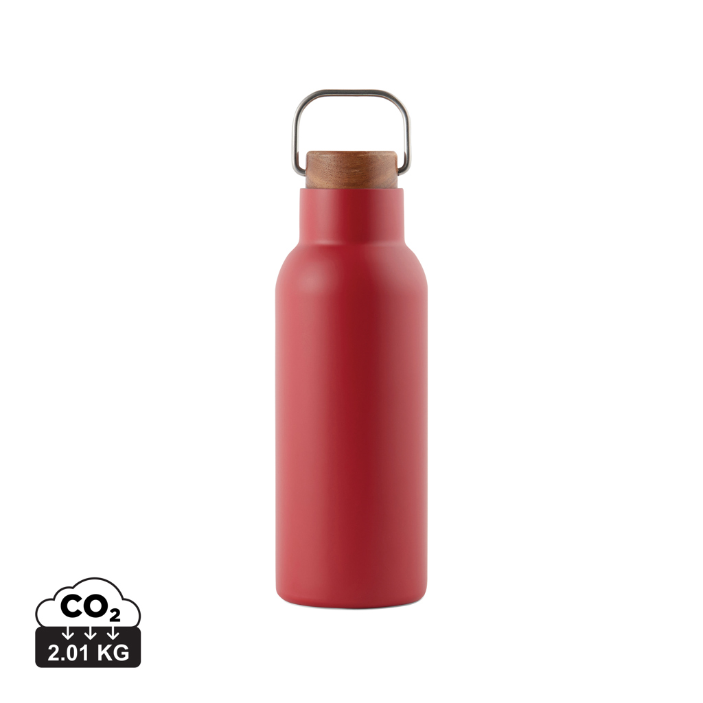 Gourde réutilisable rouge avec bouchon en bois