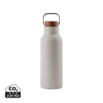 Gourde réutilisable beige avec bouchon en bois