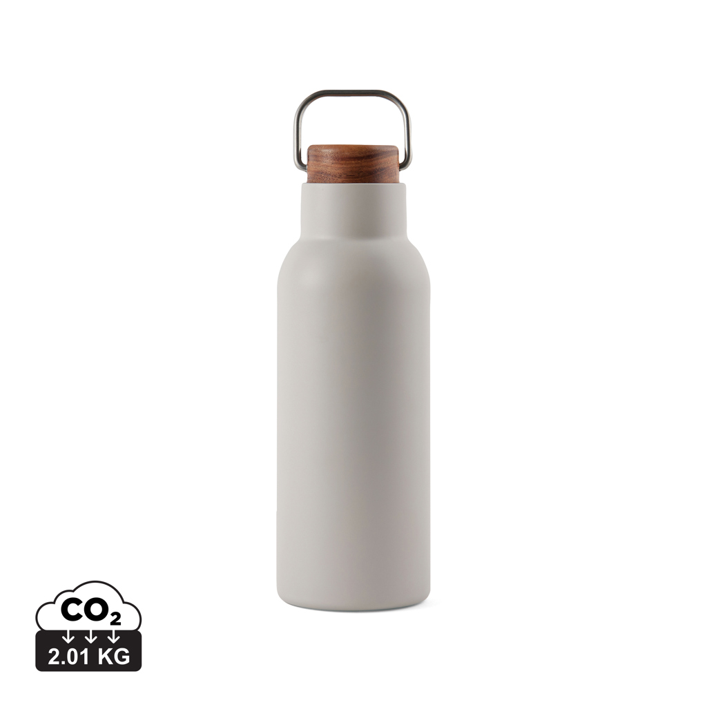Gourde réutilisable beige avec bouchon en bois