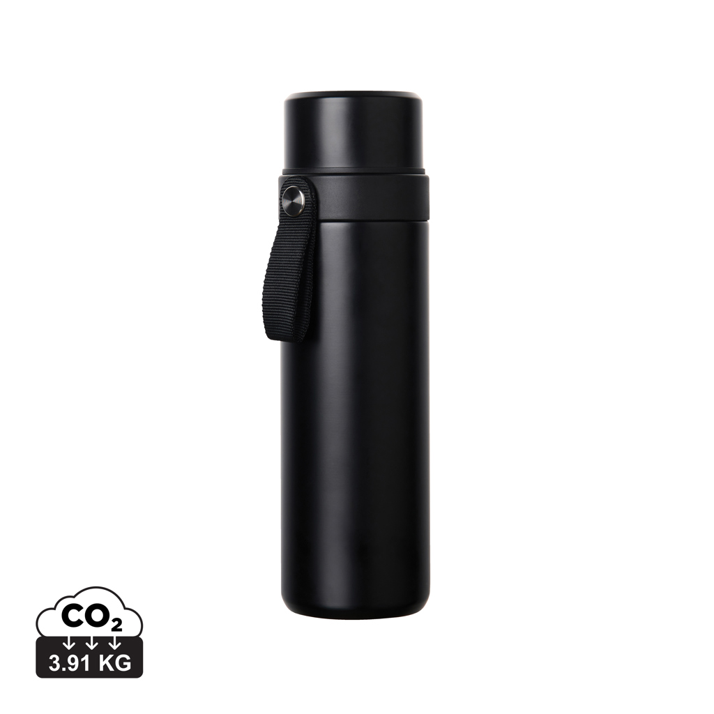 Bouteille isotherme noire avec sangle