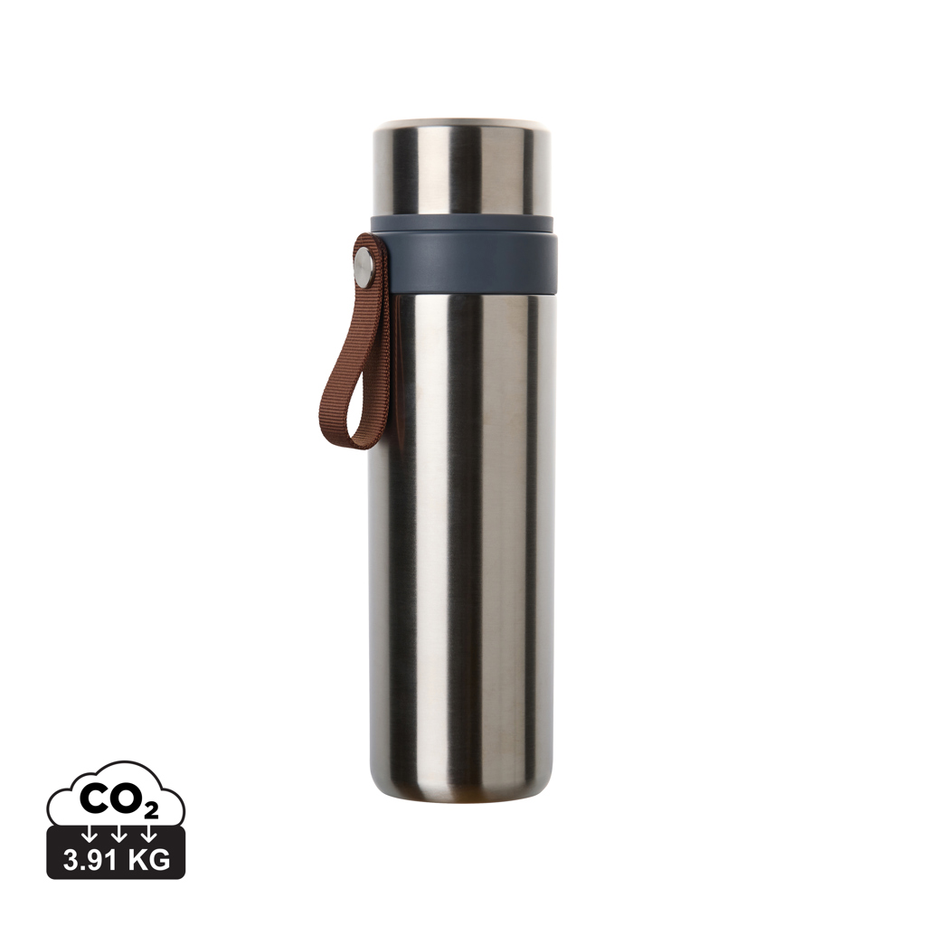 Gourde isotherme en acier inoxydable avec sangle