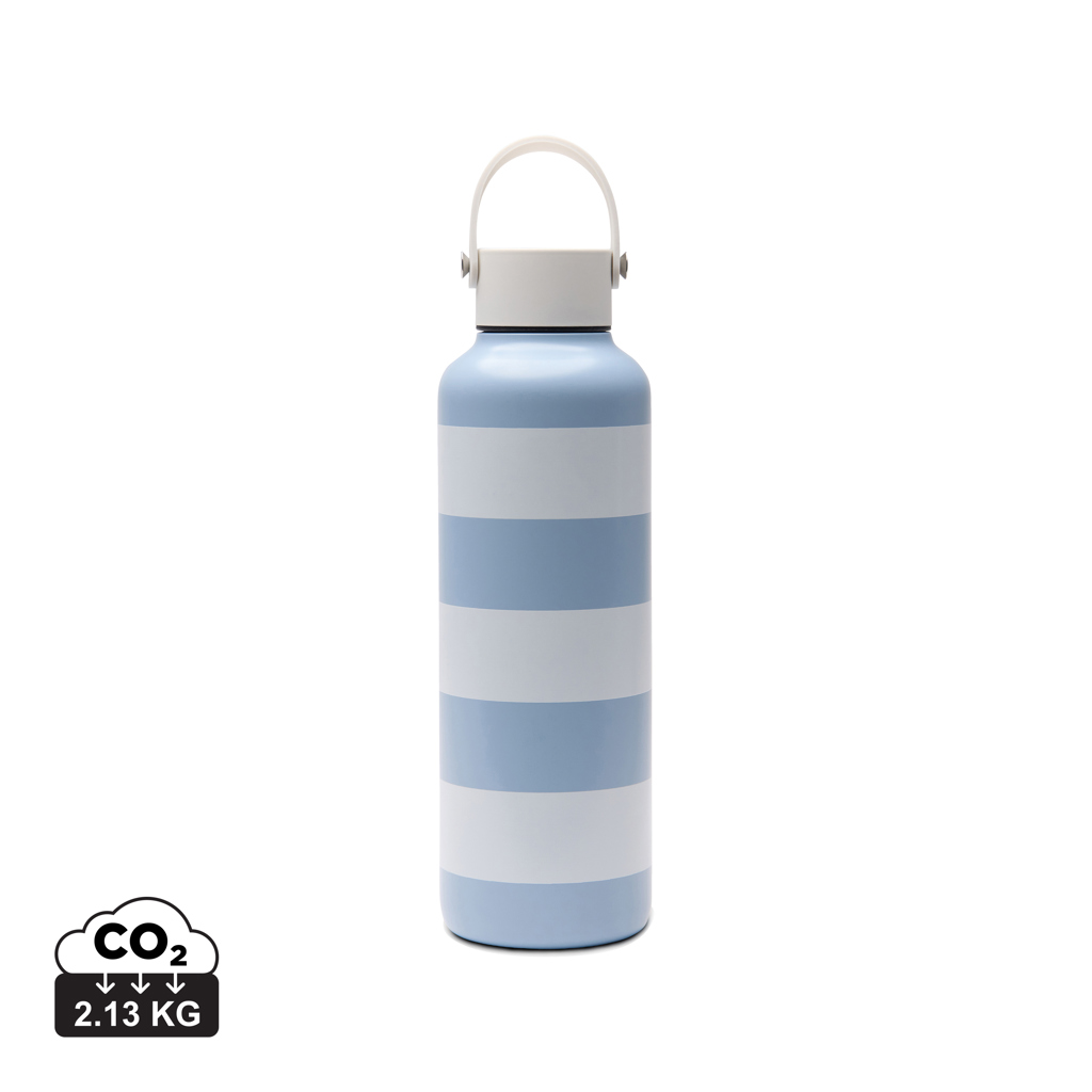 Gourde rayée bleu et blanc avec anse