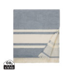 Plaid bleu et beige à rayures