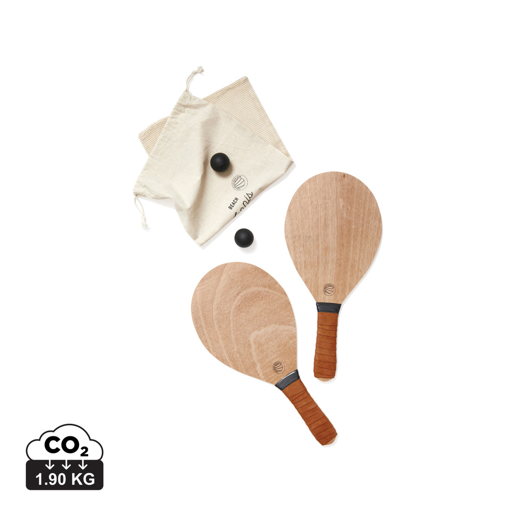 Raquettes de plage en bois avec accessoires