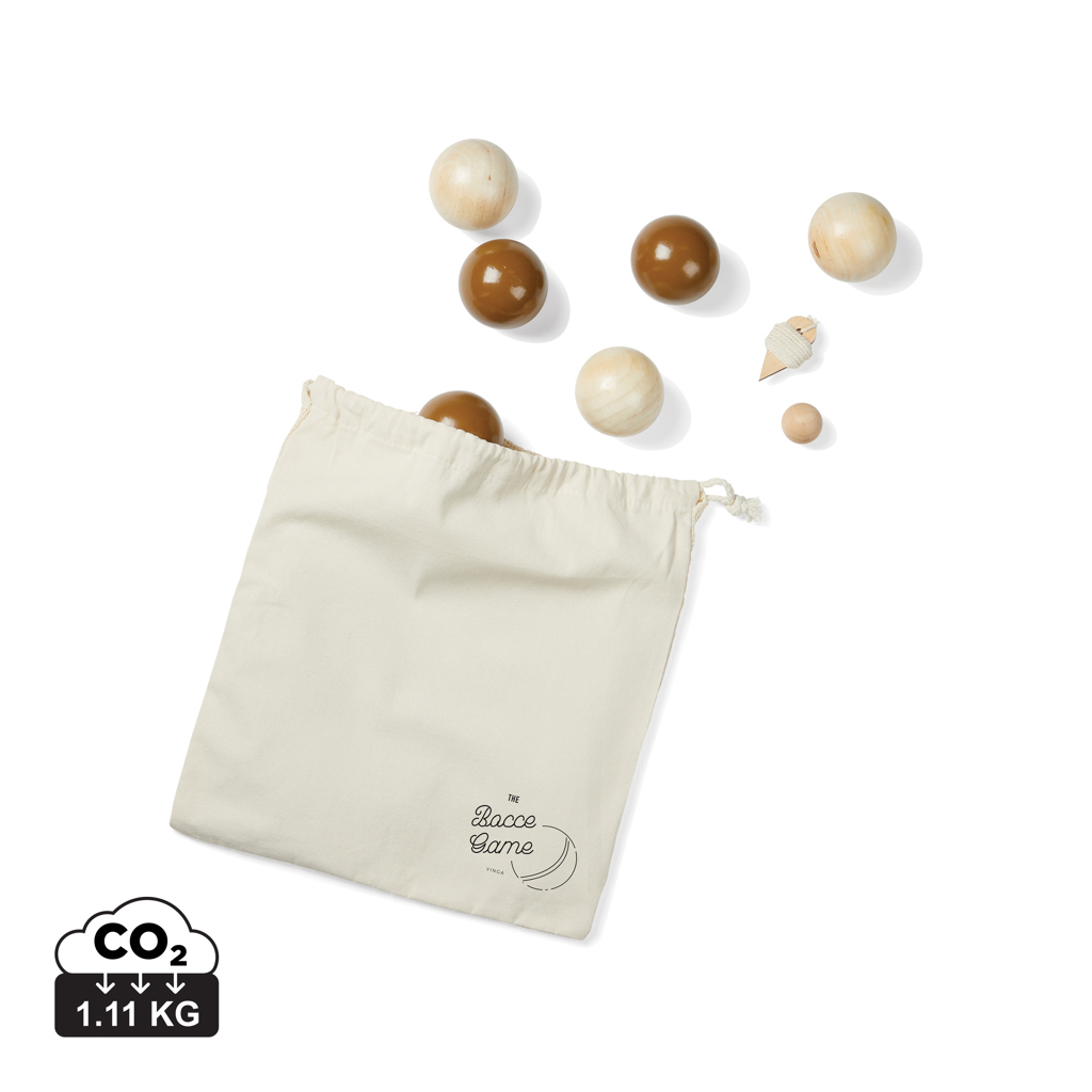 Jeu de bocce avec sac et boules en bois