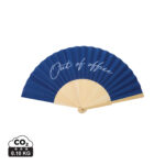 Éventail bleu en bois avec inscription Out of office