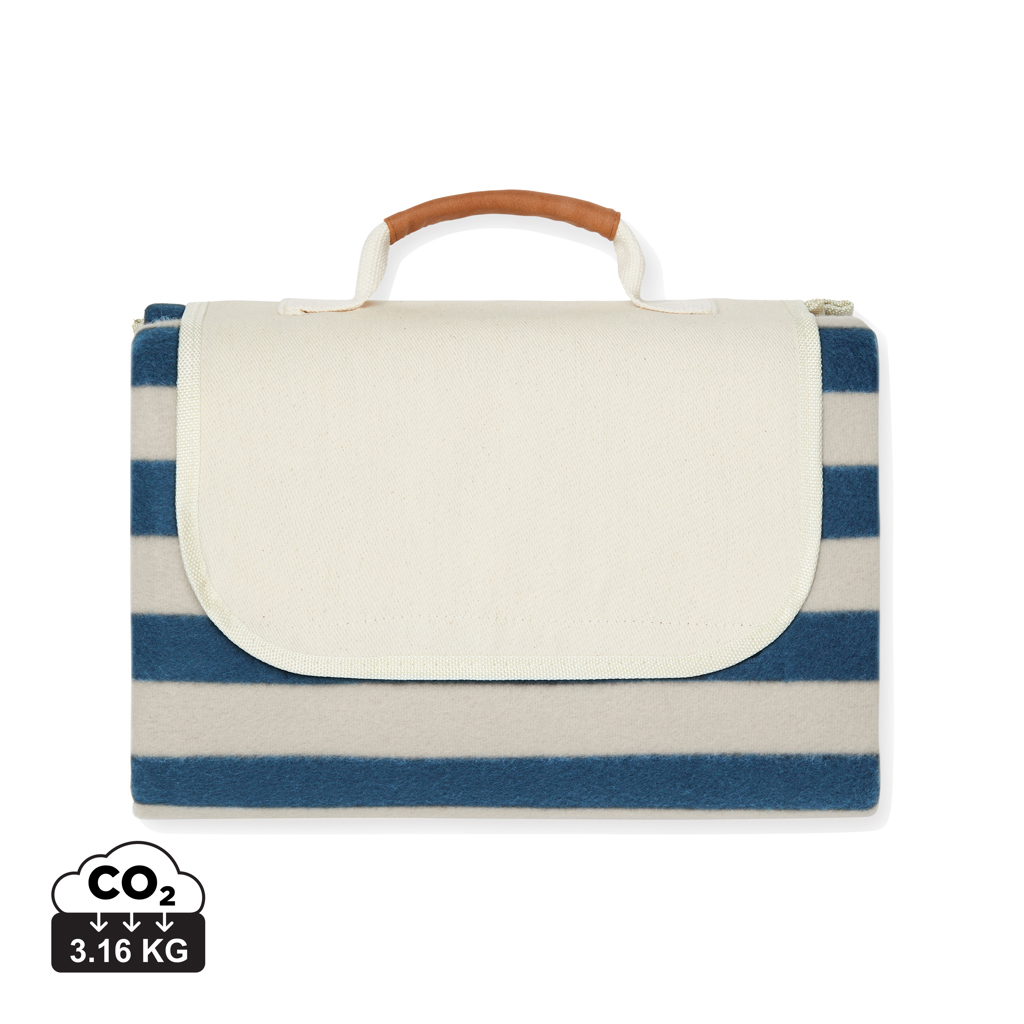 Couverture de pique-nique rayée bleue et blanche