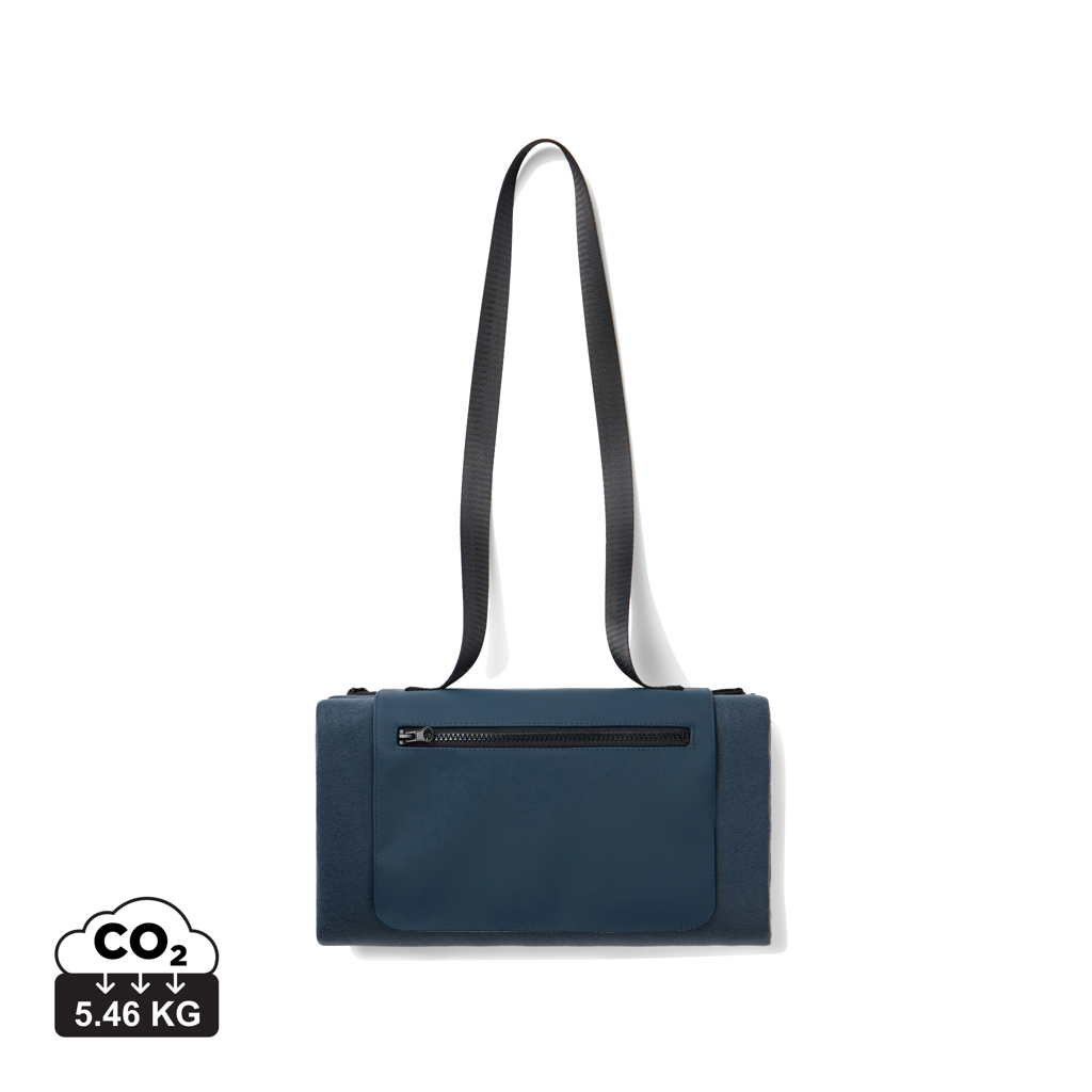 Sac bandoulière bleu avec poche zippée noire