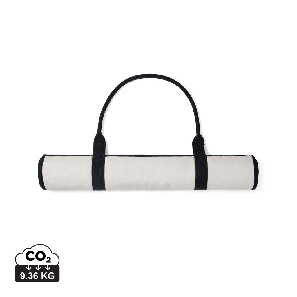 Tapis roulé avec sangles noires et poignée