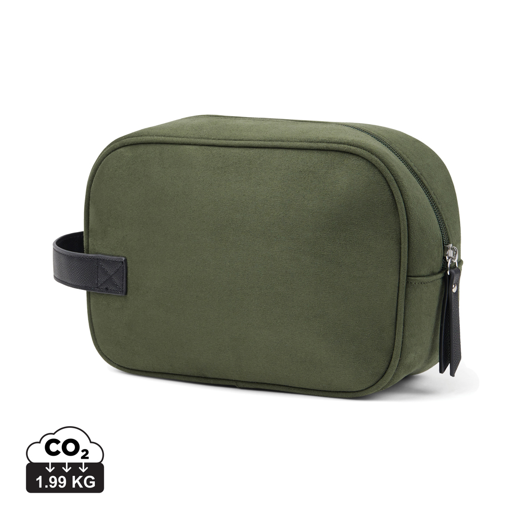 Trousse de toilette verte avec poignée noire
