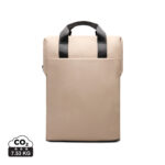 Sac à dos beige minimaliste avec poignées noires
