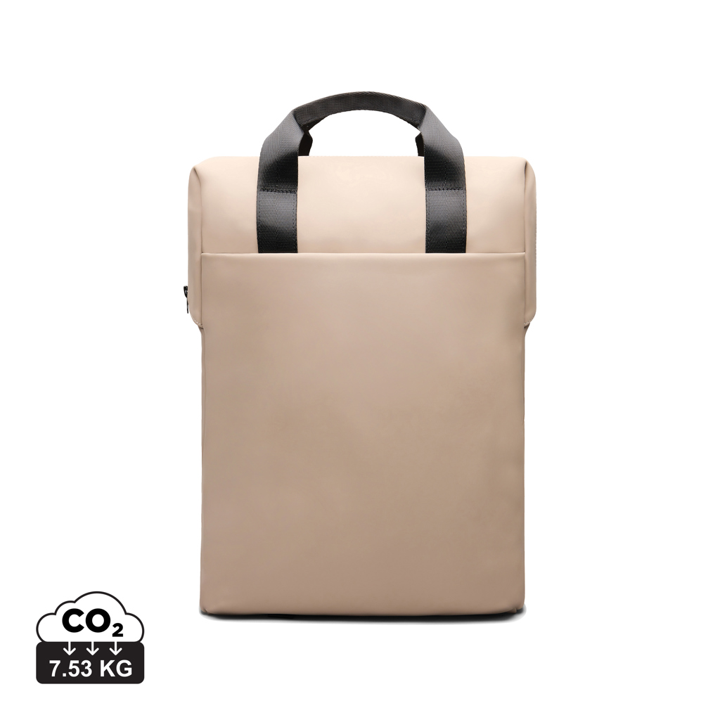 Sac à dos beige minimaliste avec poignées noires