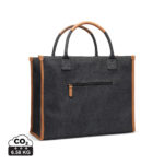 Sac cabas gris en tissu avec anses marron