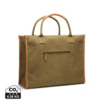 Sac cabas en toile kaki avec anses en cuir