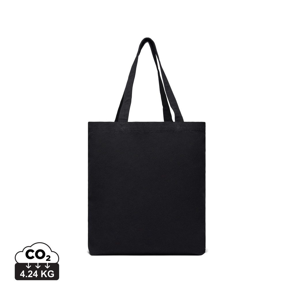 Tote bag noir en coton avec anses longues