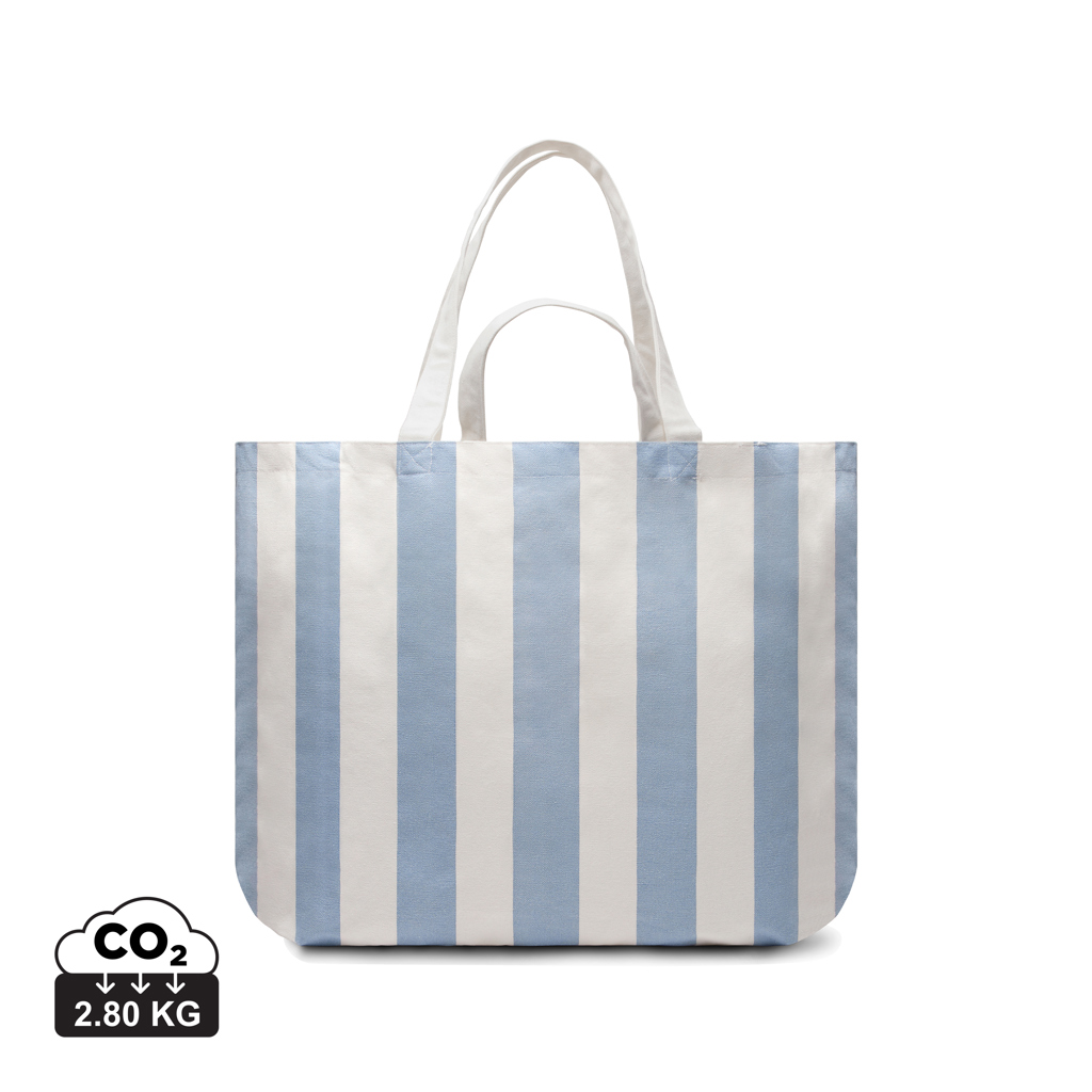 Sac cabas rayé bleu et blanc