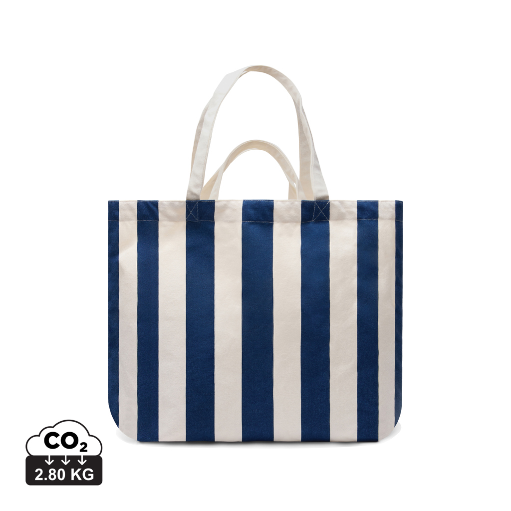 Sac cabas rayé bleu et blanc