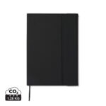 Carnet noir avec fermeture et impact CO2