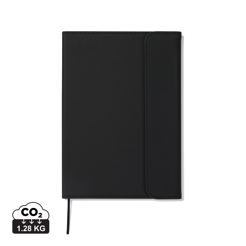 Carnet noir avec fermeture et impact CO2
