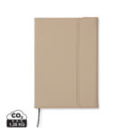 Carnet beige en cuir avec rabat