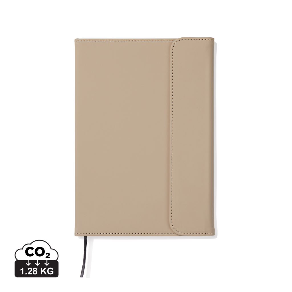 Carnet beige en cuir avec rabat