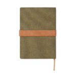 Carnet vert olive avec sangle en cuir