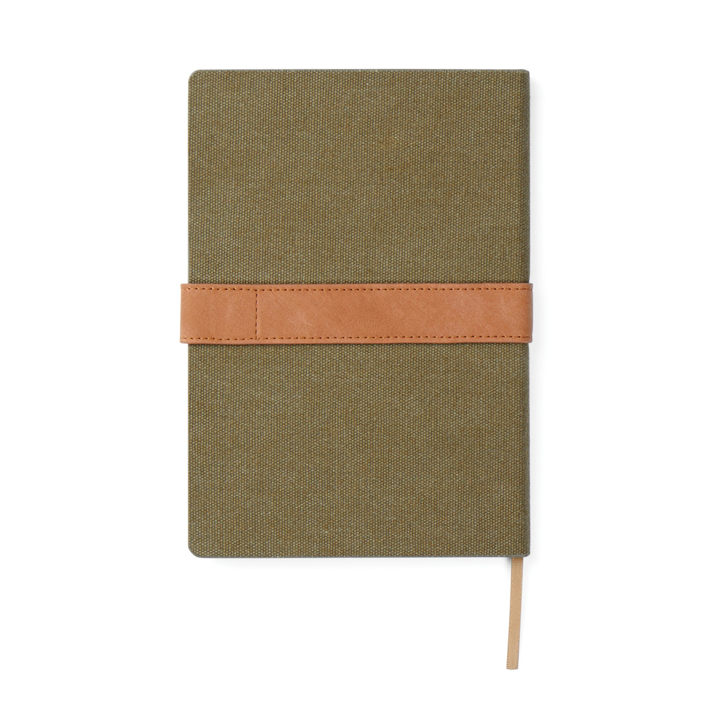 Carnet vert olive avec sangle en cuir