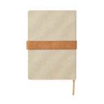Carnet beige avec sangle en cuir marron