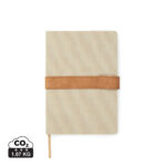 Carnet beige avec sangle en cuir marron