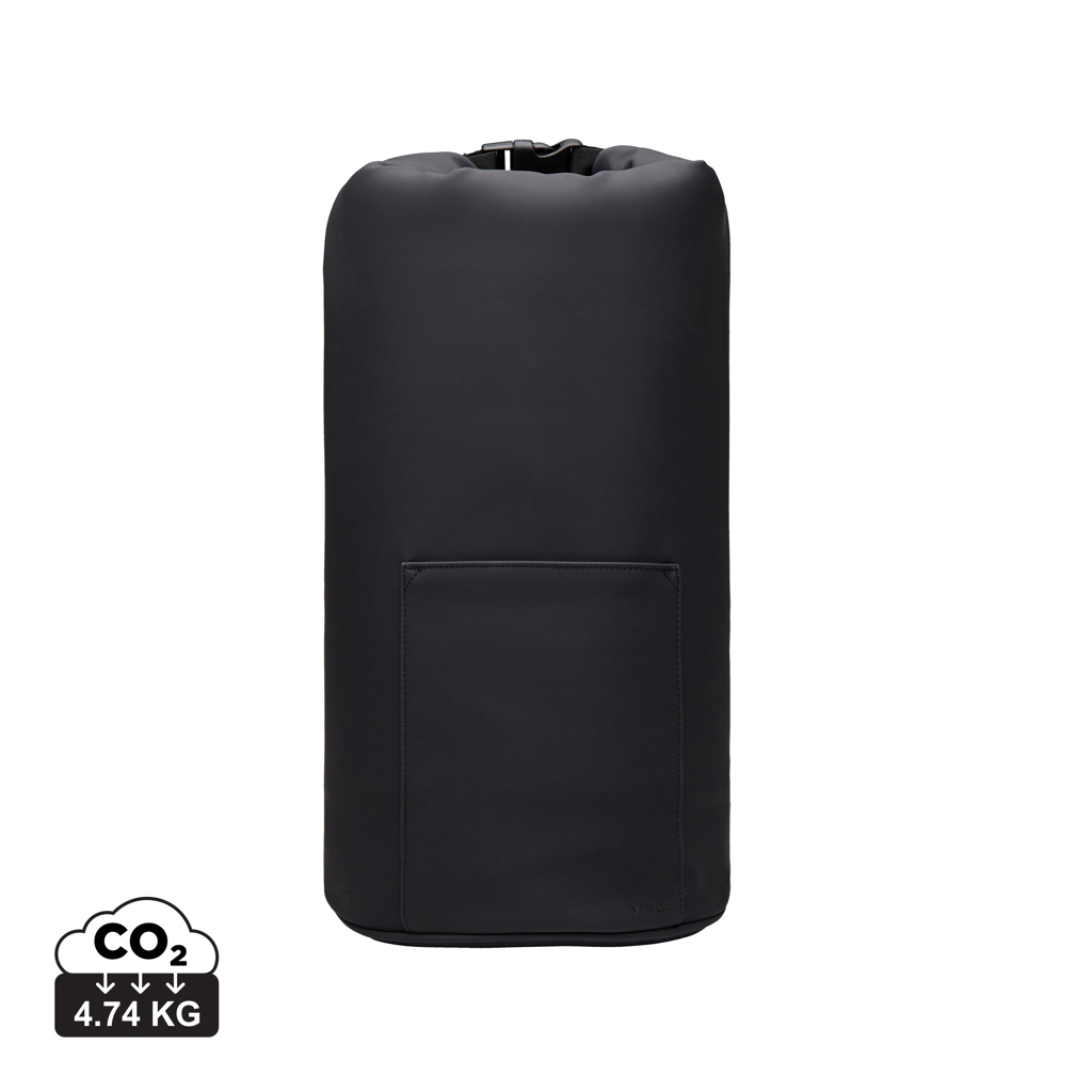 Sac étanche noir cylindrique avec poche frontale