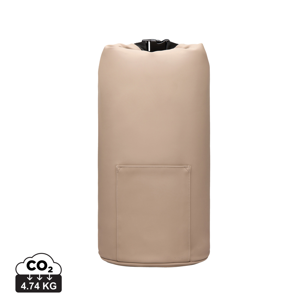 Sac cylindrique beige avec poche frontale