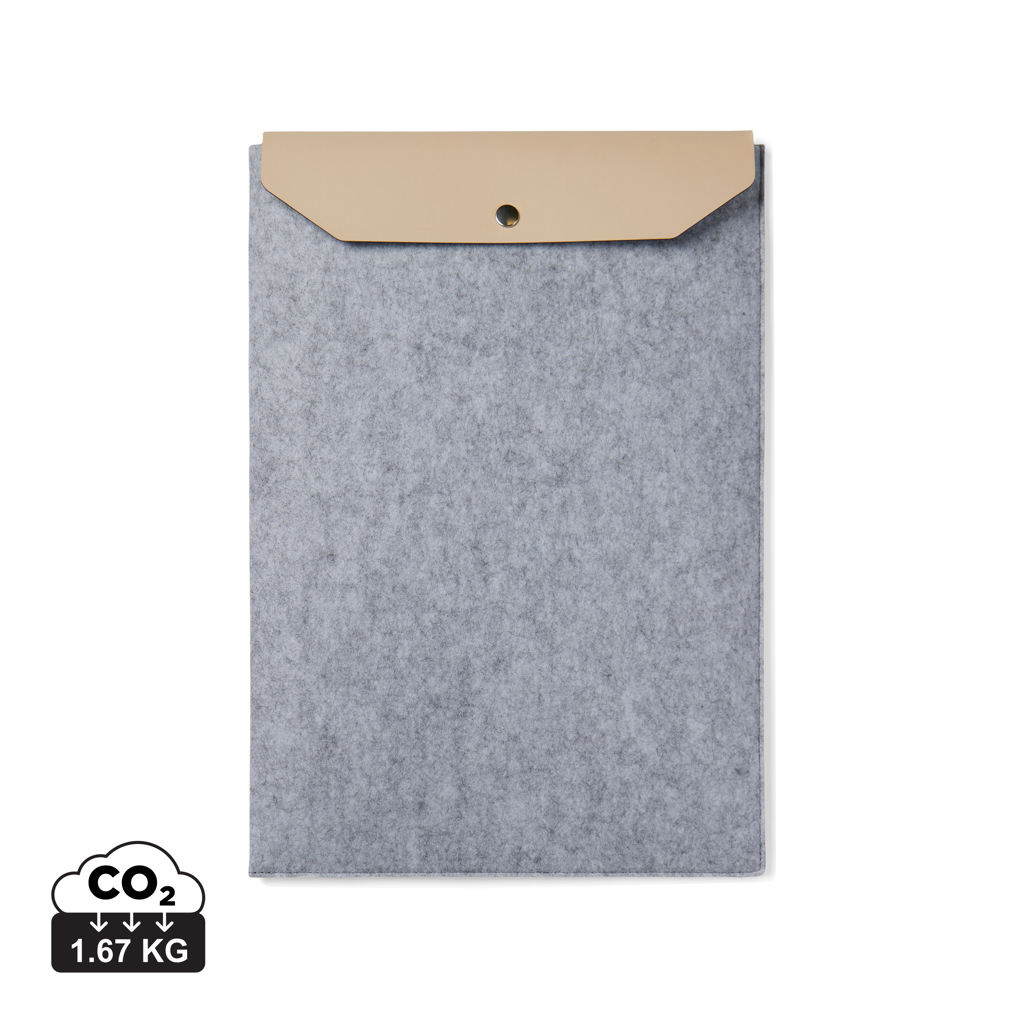 Pochette en feutre gris avec rabat beige