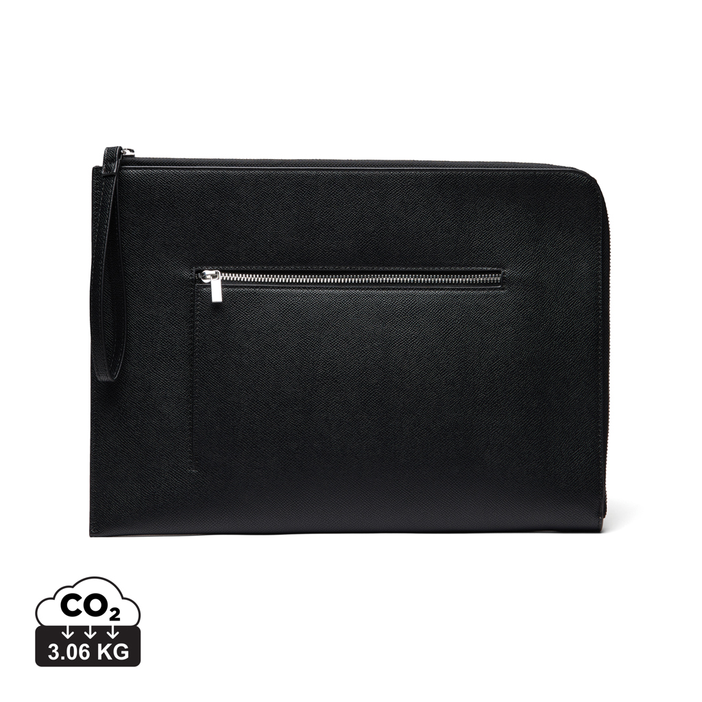 Pochette noire en cuir avec fermeture éclair